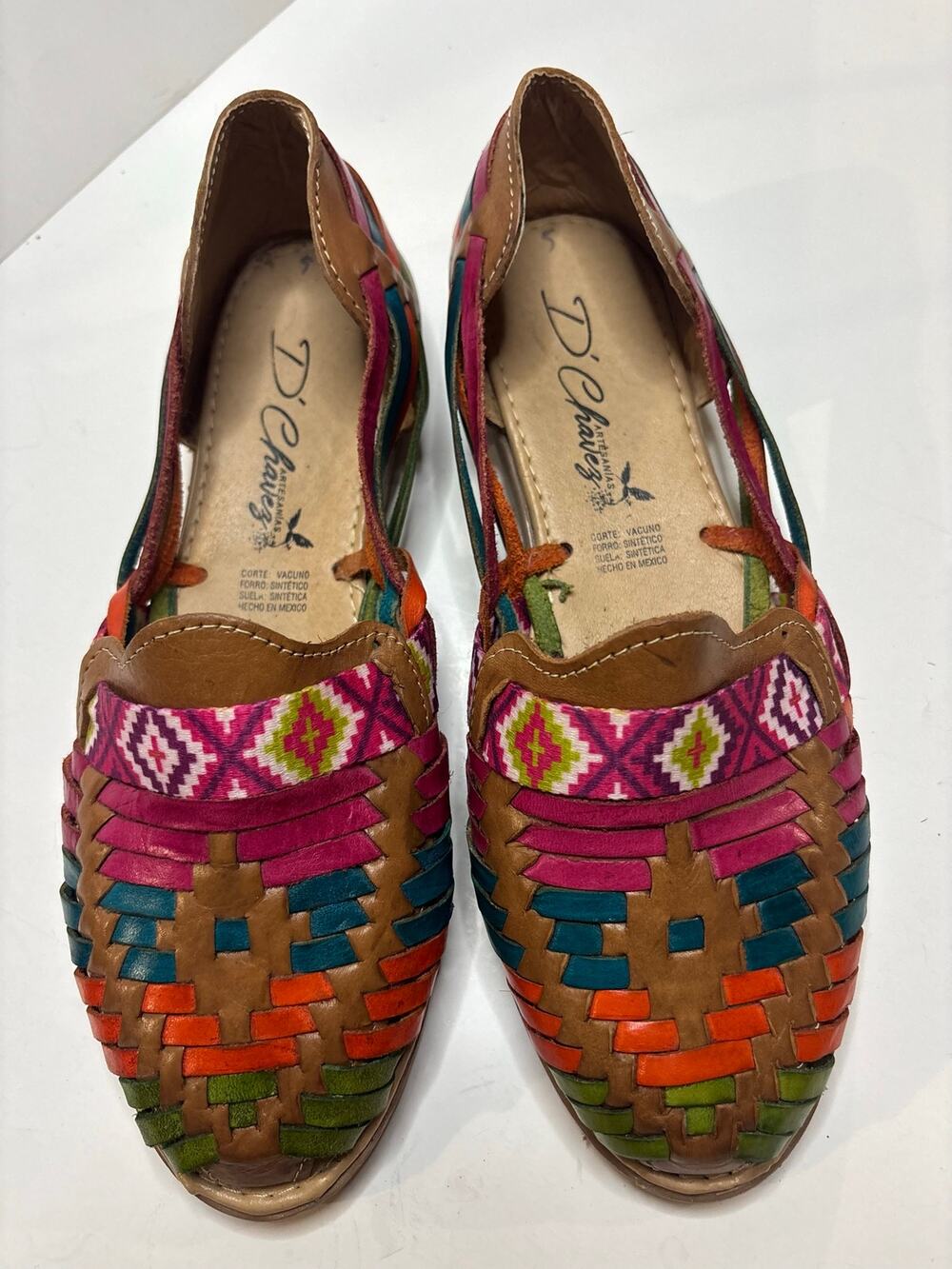 D’Chavez Artesanias Mexican Huarache Woven Leather Sandals Shoes Flats Women’s 8